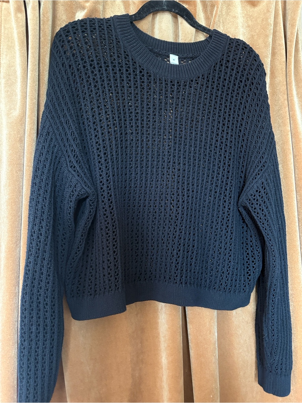 Women's Black Open-Knit Crewneck Sweater from Old Navy